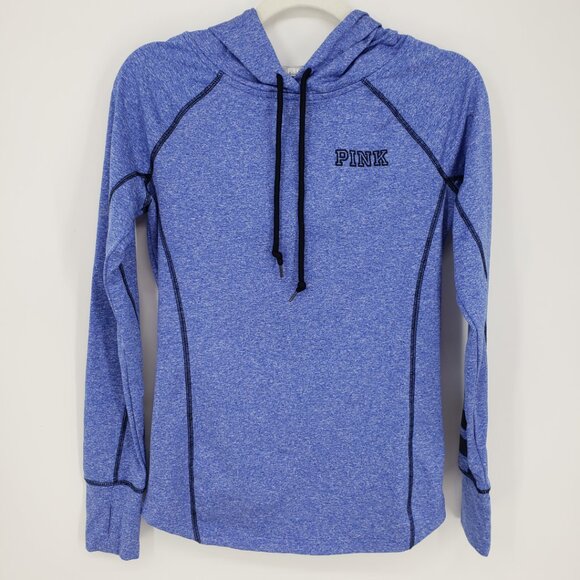 3/$25 Pink Victoria's Secret Hooded Long Sleeve Active Top S Hoodie Workout Blue - Picture 1 of 8
